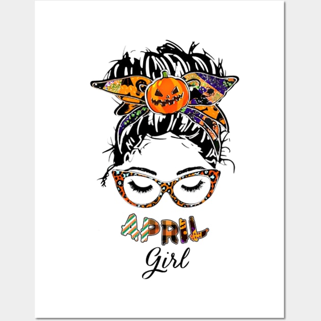 April Girl Halloween Face Wink Eyes Pumpkin Wall Art by tasmarashad